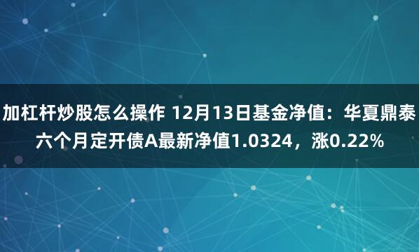 加杠杆炒股怎么操作 12月13日基金净值：华夏鼎泰六个月定开债A最新净值1.0324，涨0.22%