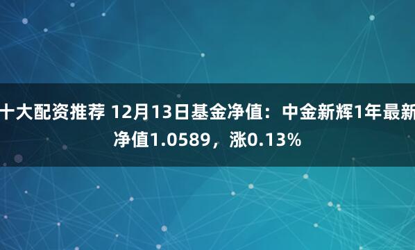 十大配资推荐 12月13日基金净值：中金新辉1年最新净值1.0589，涨0.13%