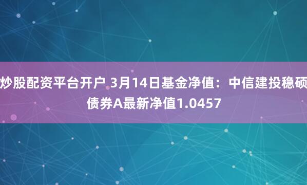 炒股配资平台开户 3月14日基金净值：中信建投稳硕债券A最新净值1.0457